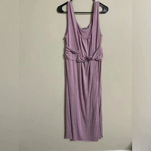 Neiman Marcus Sleeveless Jersey Knit Dress Pink Maxi Size XL Side Slit